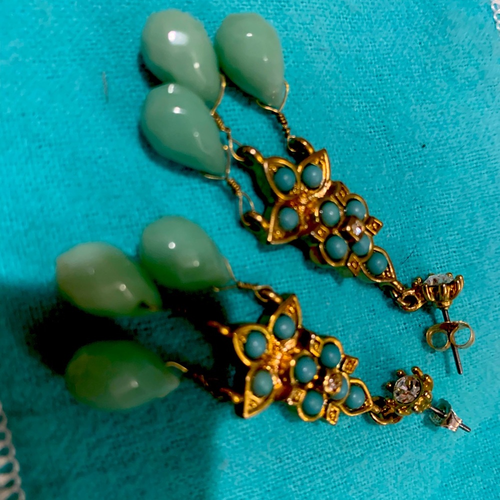 Absolutely stunning Pettit Banana Republic turquoise golden earrings.